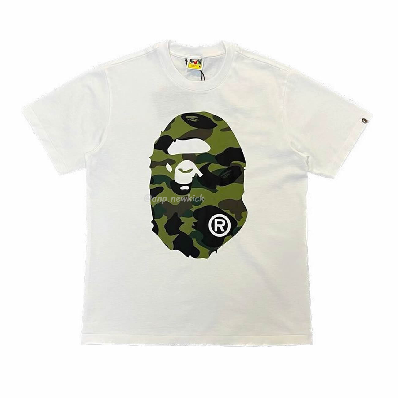 Bape Color Camo Big Ape Head Tee White Black White Green (20) - www.newkick.vip